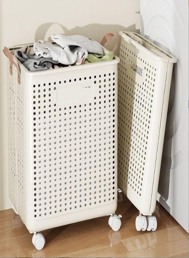 Styleys Collapsible Laundry Basket with Wheels & Handle - 74L Foldable Plastic Hamper for Clothes, Toys & Storage - Waterproof, Space-Saving Organizer for Home, Dorm & Bathroom (6024-L) - Image 2